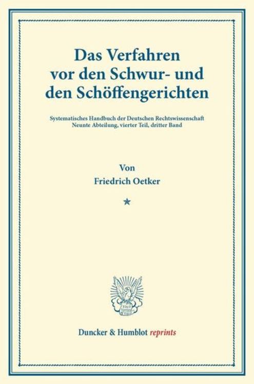 Produktbild: Das Verfahren vor den Schwur- und den Sch&ouml;ffengerichten.