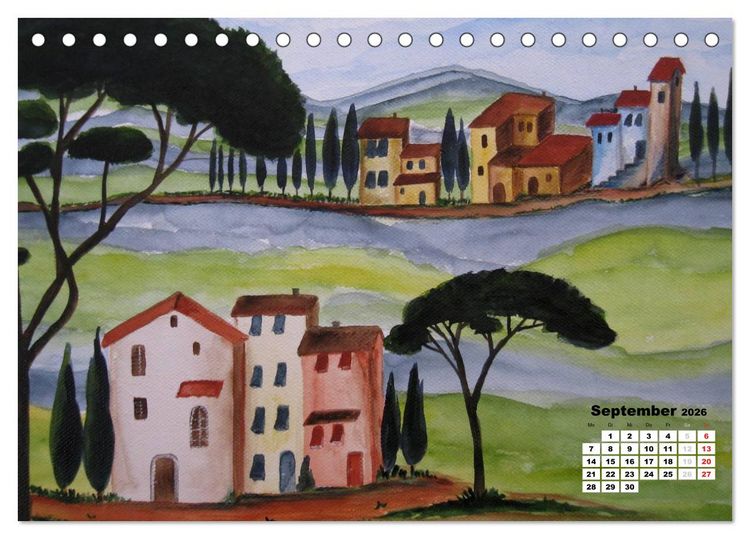 Produktbild: Toskana in Aquarell (Tischkalender 2026 DIN A5 quer), CALVENDO Monatskalender