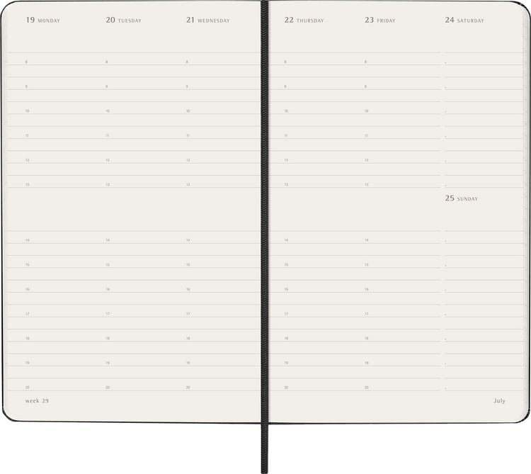 Produktbild: Moleskine 12 Monate Wochenkalender 2027, Large/A5, 1 Wo = 2 Seiten, vertikal, fester Einband, Schwarz