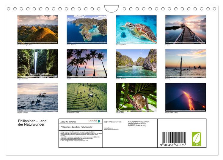 Produktbild: Philippinen - Land der Naturwunder (Wandkalender 2026 DIN A4 quer), CALVENDO Monatskalender