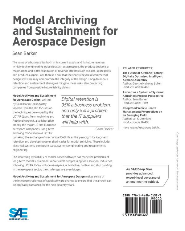 Produktbild: Model Archiving and Sustainment for Aerospace Design