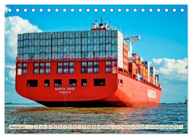 Produktbild: Containerschiffe auf der Elbe (Tischkalender 2026 DIN A5 quer), CALVENDO Monatskalender