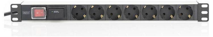 Produktbild: Digitus DN-95407 19 Zoll Netzwerkschrank-Steckdosenleiste 1 HE Schutzkontaktsteckdose Schwarz