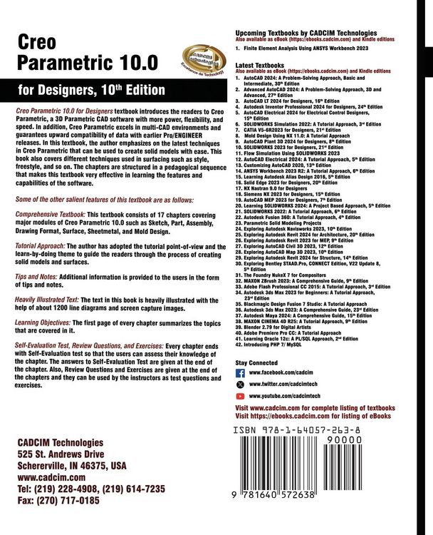 Produktbild: Creo Parametric 10.0 for Designers, 10th Edition