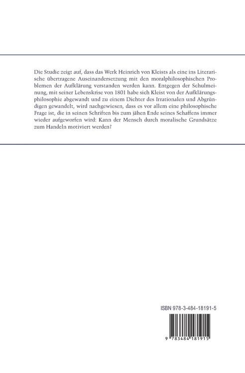 Produktbild: Moral und Motivation im Werk Heinrich von Kleists