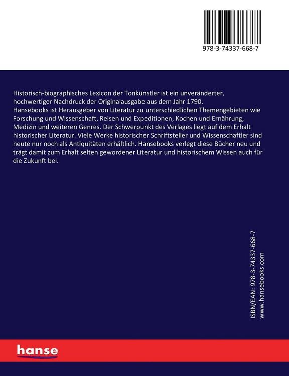 Produktbild: Historisch-biographisches Lexicon der Tonk&uuml;nstler