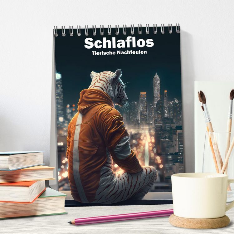 Produktbild: Schlaflos Tierische Nachteulen (Tischkalender 2026 DIN A5 hoch), CALVENDO Monatskalender