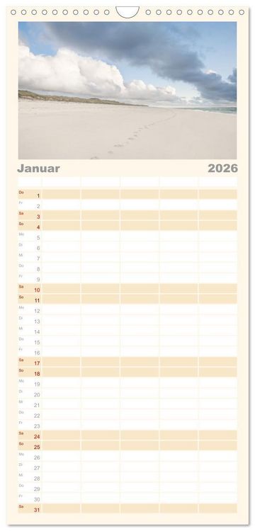 Produktbild: Familienplaner 2026 - Nordsee Insel Sylt mit 5 Spalten (Wandkalender, 21 x 45 cm) CALVENDO
