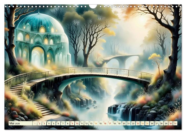 Produktbild: Magie der Br&uuml;ckenwege &ndash; Br&uuml;cken zwischen Traum und Realit&auml;t (Wandkalender 2026 DIN A3 quer), CALVENDO Monatskalender