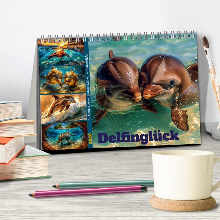 Produktbild: Delfingl&uuml;ck (Tischkalender 2026 DIN A5 quer), CALVENDO Monatskalender