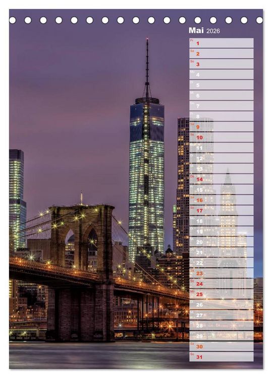 Produktbild: New York City Geburtstagskalender (Tischkalender 2026 DIN A5 hoch), CALVENDO Monatskalender