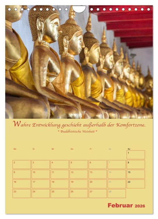Produktbild: BUDDHA IN GOLD - Mit buddhistischen Spr&uuml;chen (Wandkalender 2026 DIN A4 hoch), CALVENDO Monatskalender