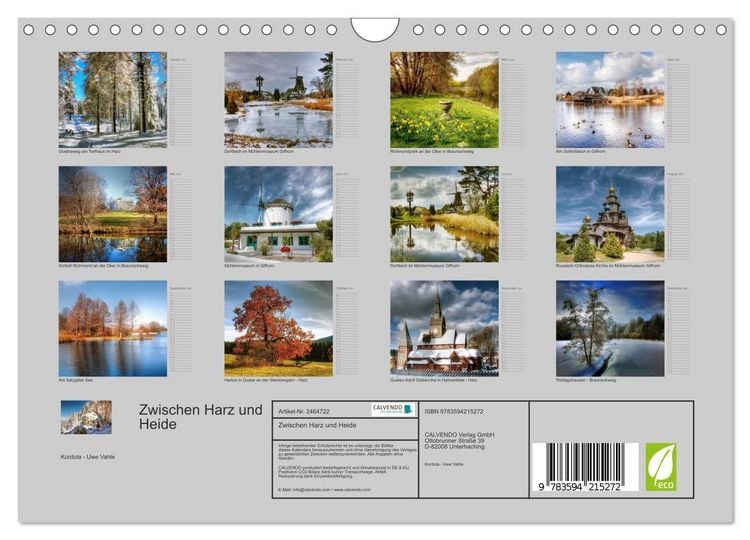 Produktbild: Zwischen Harz und Heide (Wandkalender 2027 DIN A4 quer), CALVENDO Monatskalender