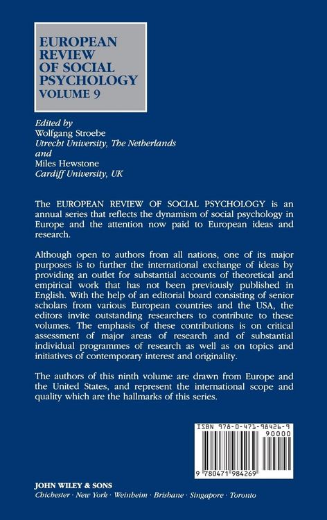 Produktbild: European Review of Social Psychology