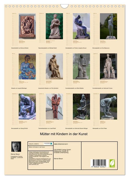 Produktbild: M&uuml;tter mit Kindern in der Kunst (Wandkalender 2026 DIN A3 hoch), CALVENDO Monatskalender