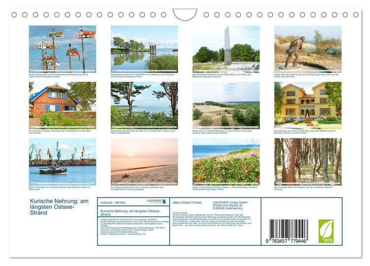 Produktbild: Kurische Nehrung: am l&auml;ngsten Ostsee-Strand (Wandkalender 2026 DIN A4 quer), CALVENDO Monatskalender