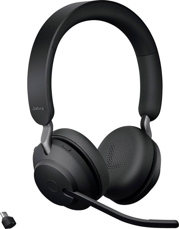 Produktbild: Jabra Evolve2 65 UC On Ear Headset Bluetooth&reg; Stereo Schwarz Lautst&auml;rkeregelung, Batterieladeanzeige, Mikrofon-Stummschaltung Telefon