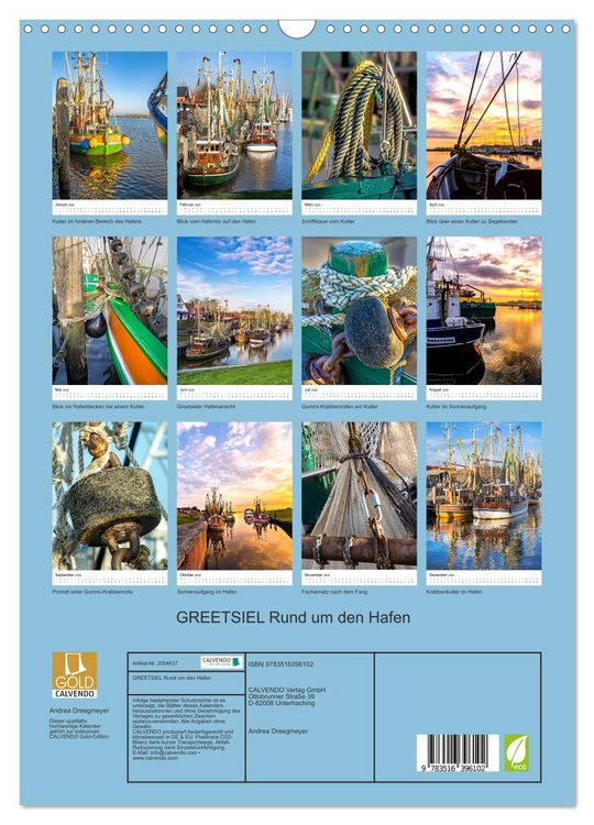 Produktbild: GREETSIEL Rund um den Hafen (Wandkalender 2026 DIN A3 hoch), CALVENDO Monatskalender
