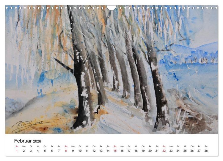 Produktbild: Landschafts-Aquarelle 2026 Roswita Ilona Baumann (Wandkalender 2026 DIN A3 quer), CALVENDO Monatskalender