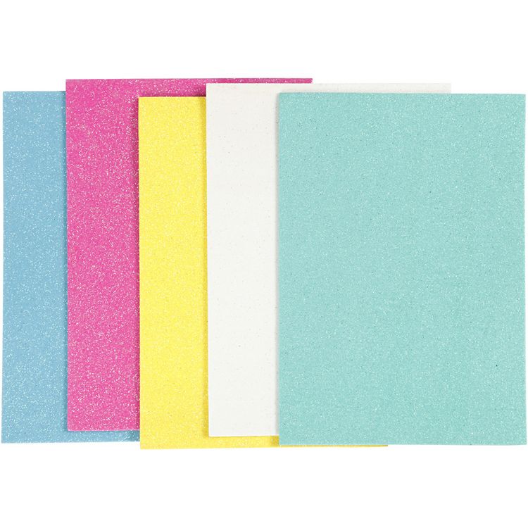 Produktbild: Creativ Company Moosgummi-Bl&auml;tter, A5, 148x210 mm, Dicke 2 mm, Sortierte Farben, 5 Blatt