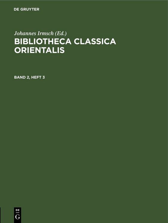 Produktbild: Bibliotheca Classica Orientalis. Band 2, Heft 3