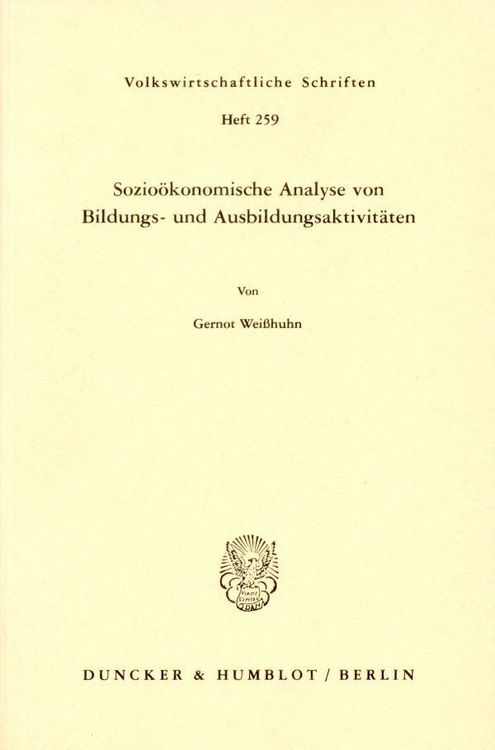 Produktbild: Sozio&ouml;konomische Analyse von Bildungs- und Ausbildungsaktivit&auml;ten.