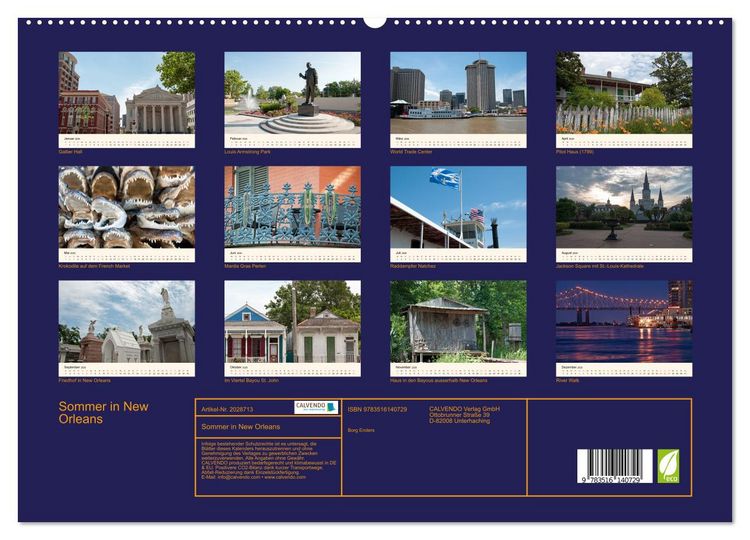 Produktbild: Sommer in New Orleans (hochwertiger Premium Wandkalender 2026 DIN A2 quer), Kunstdruck in Hochglanz