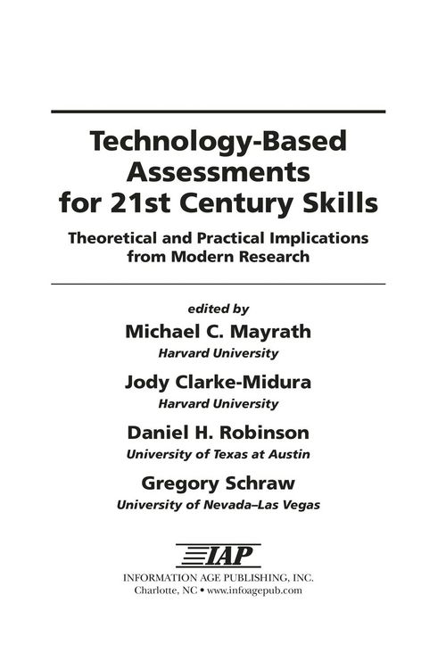 Produktbild: Technology-Based Assessments for 21st Century Skills