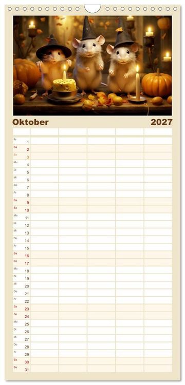 Produktbild: Familienplaner 2027 - Ein Jahr im Leben von Familie Maus mit 5 Spalten (Wandkalender, 21 x 45 cm) CALVENDO