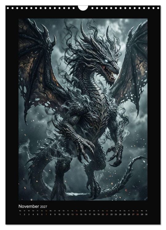 Produktbild: Drachen - Magische Herrscher, Dark‑Fantasy Wandkalender (Wandkalender 2027 DIN A3 hoch), CALVENDO Monatskalender