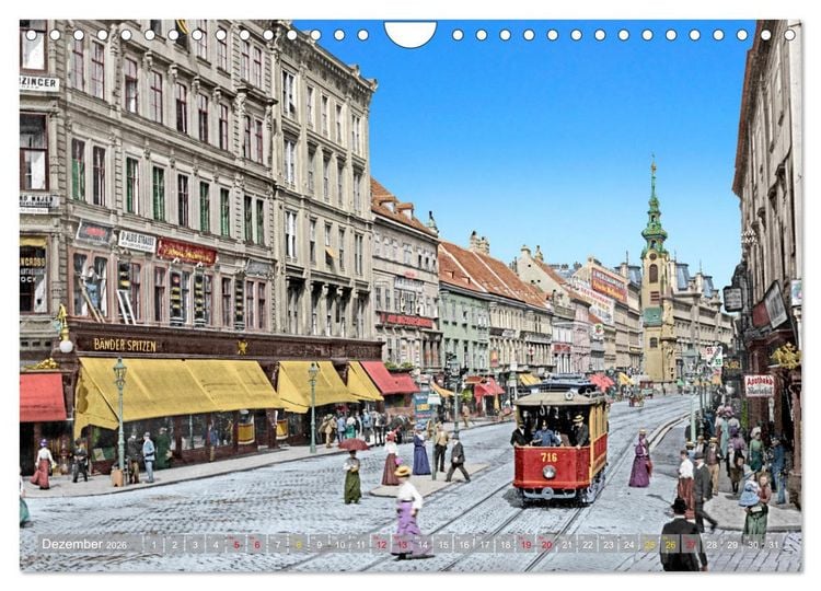Produktbild: Wien um das Jahr 1900 - Fotos neu restauriert und koloriert (Wandkalender 2026 DIN A4 quer), CALVENDO Monatskalender