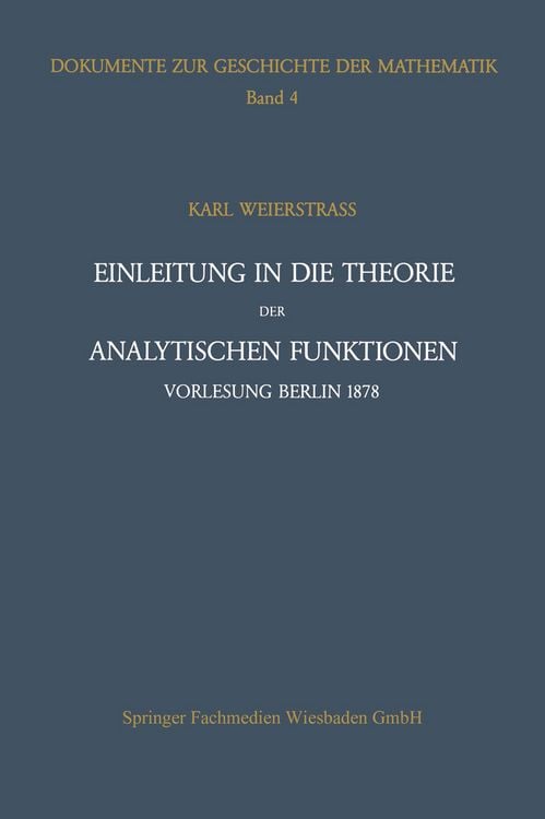 Produktbild: Einleitung in die Theorie der analytischen Funktionen