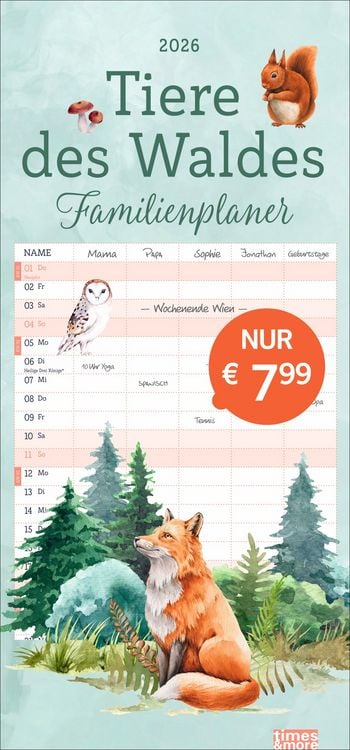 Produktbild: Tm Tiere des Waldes Familienplaner 2026