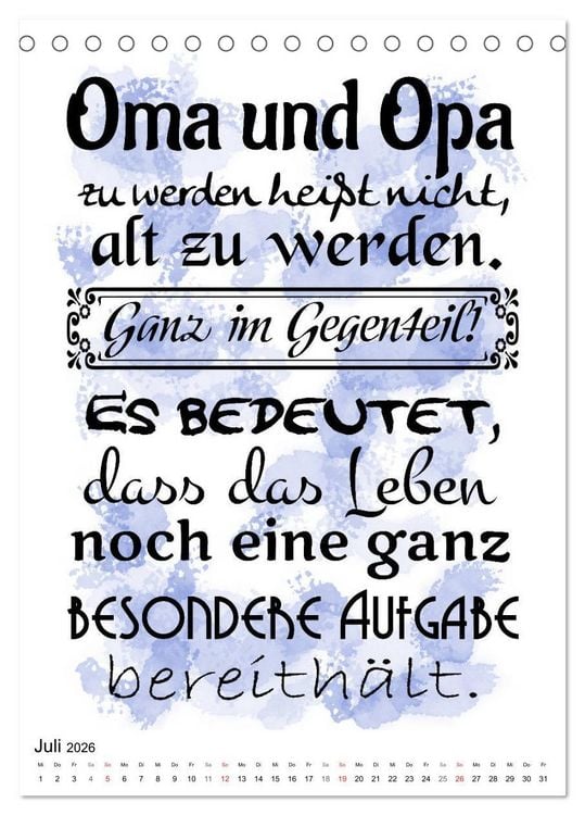 Produktbild: Oma und Opa, die Helden unserer Kindheit (Tischkalender 2026 DIN A5 hoch), CALVENDO Monatskalender
