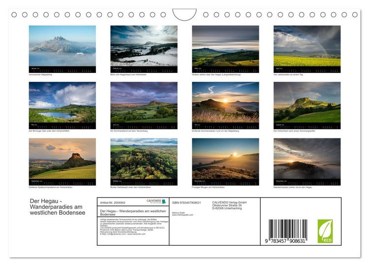 Produktbild: Der Hegau - Wanderparadies am westlichen Bodensee (Wandkalender 2026 DIN A4 quer), CALVENDO Monatskalender