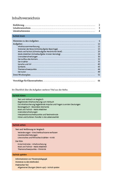 Produktbild: tschick &ndash; Wolfgang Herrndorf &ndash; LESEN &ndash; Lehrerheft