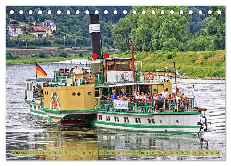 Produktbild: Seitenraddampfer &ndash; In Sachsen von K&ouml;nigstein bis Bad Schandau (Tischkalender 2026 DIN A5 quer), CALVENDO Monatskalender