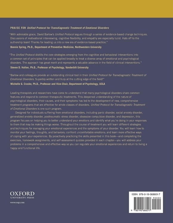 Produktbild: Unified Protocol for Transdiagnostic Treatment of Emotional Disorders