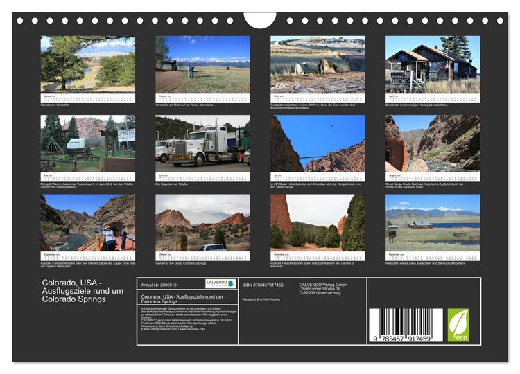 Produktbild: Colorado, USA - Ausflugsziele rund um Colorado Springs (Wandkalender 2026 DIN A4 quer), CALVENDO Monatskalender