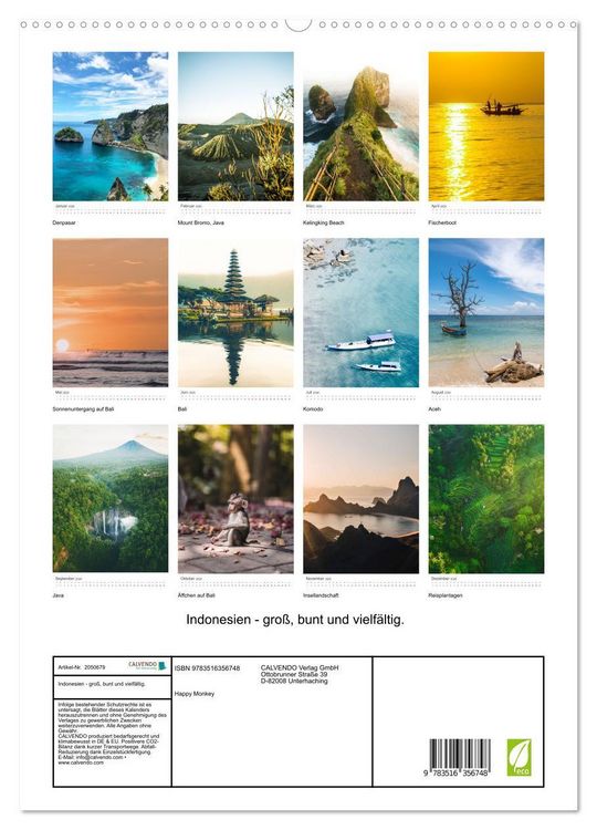 Produktbild: Indonesien - gro&szlig;, bunt und vielf&auml;ltig. (hochwertiger Premium Wandkalender 2026 DIN A2 hoch), Kunstdruck in Hochglanz