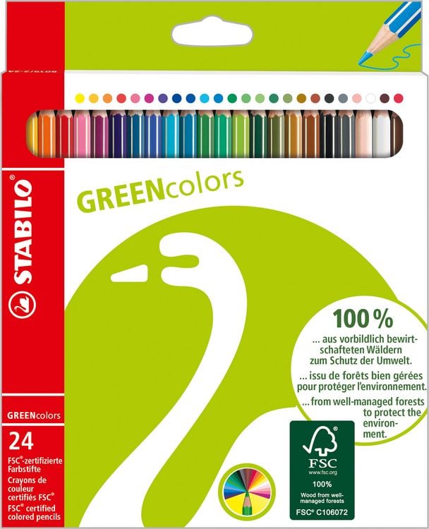 Produktbild: STABILO Umweltfreundlicher Buntstift -   GREENcolors - 24er Pack - mit 24 verschiedenen Farben