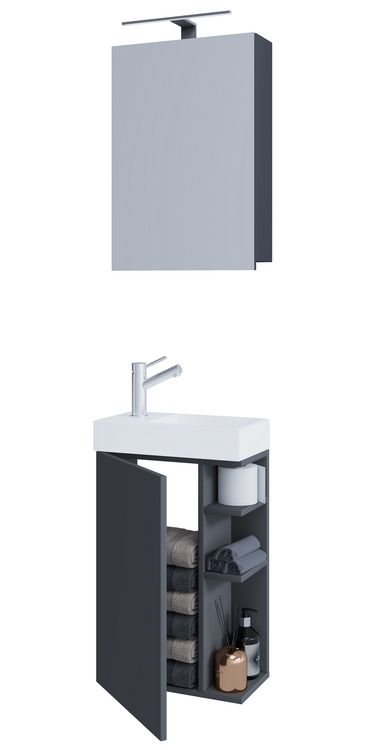 Produktbild: 2-tlg G&auml;ste WC Bad Waschtisch Lumia Spiegelschrank