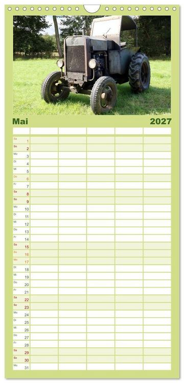 Produktbild: Familienplaner 2027 - Rostige alte Traktoren mit 5 Spalten (Wandkalender, 21 x 45 cm) CALVENDO
