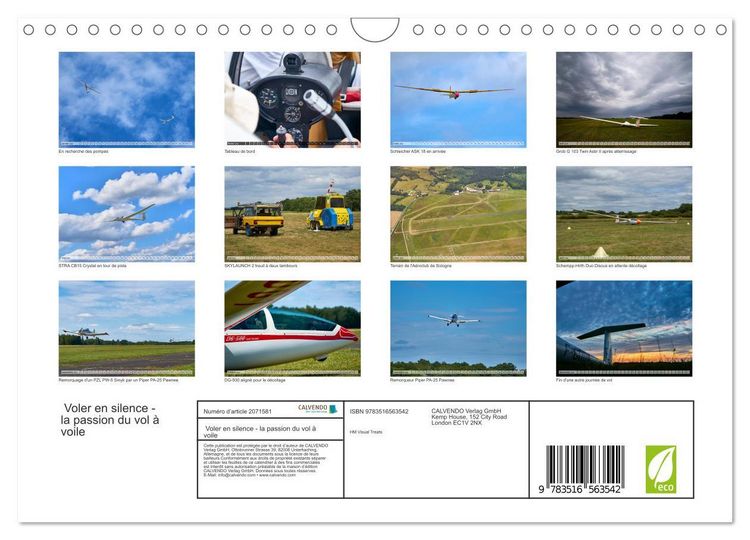Produktbild: Voler en silence - la passion du vol &agrave; voile (Calendrier mural 2026 DIN A4 vertical), CALVENDO calendrier mensuel