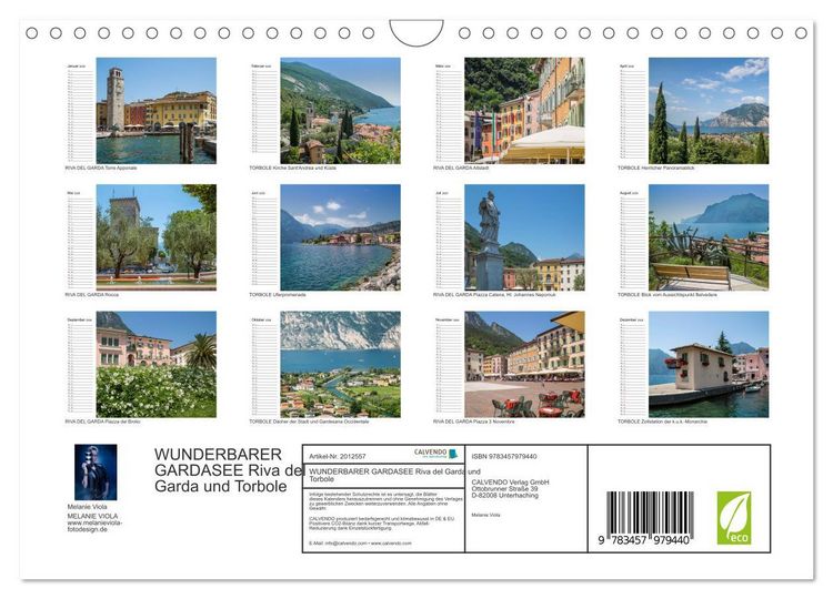 Produktbild: WUNDERBARER GARDASEE Riva del Garda und Torbole (Wandkalender 2026 DIN A4 quer), CALVENDO Monatskalender