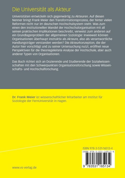 Produktbild: Die Universit&auml;t als Akteur