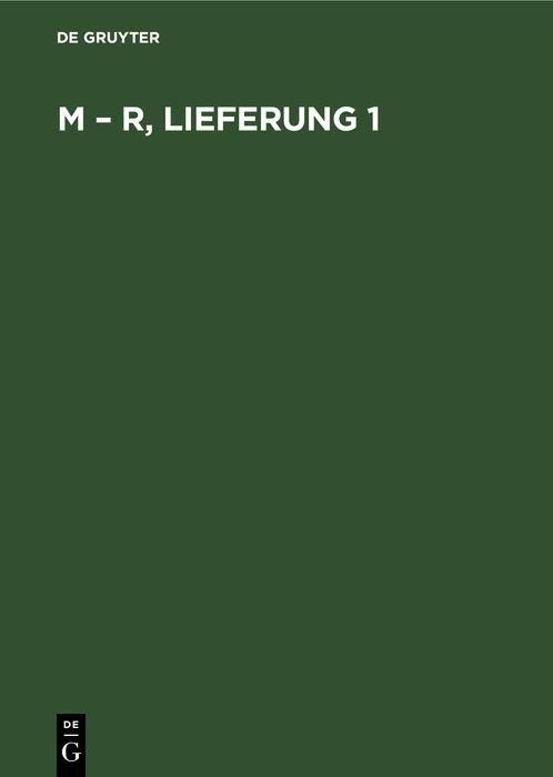 Produktbild: M - R, Lieferung 1
