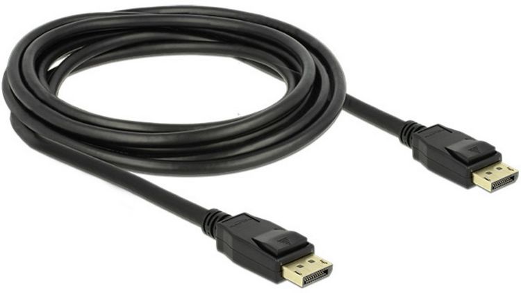 Produktbild: Delock DisplayPort Anschlusskabel DisplayPort Stecker, DisplayPort Stecker 3.00 m Schwarz 83807 vergoldete Steckkontakte DisplayPort-Kabel