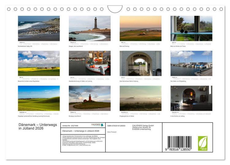 Produktbild: D&auml;nemark &ndash; Unterwegs in J&uuml;tland 2026 (Wandkalender 2026 DIN A4 quer), CALVENDO Monatskalender