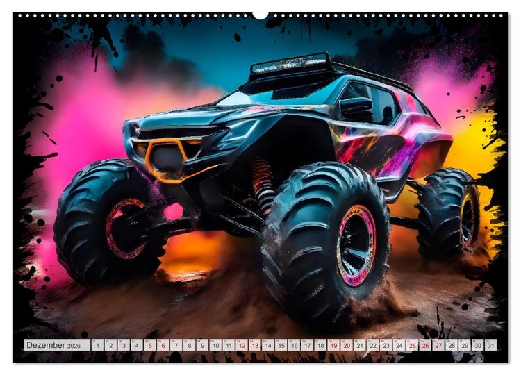 Produktbild: Coole KI-generierte OFF-ROAD-WAGEN (hochwertiger Premium Wandkalender 2026 DIN A2 quer), Kunstdruck in Hochglanz